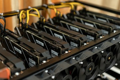 A bustling mining farm in Southeast Asia, showcasing rows of efficient miners for high-yield operations