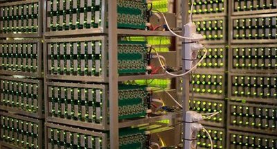 An overview of a fully assembled mining rig, showcasing interconnected components for optimal cryptocurrency mining performance